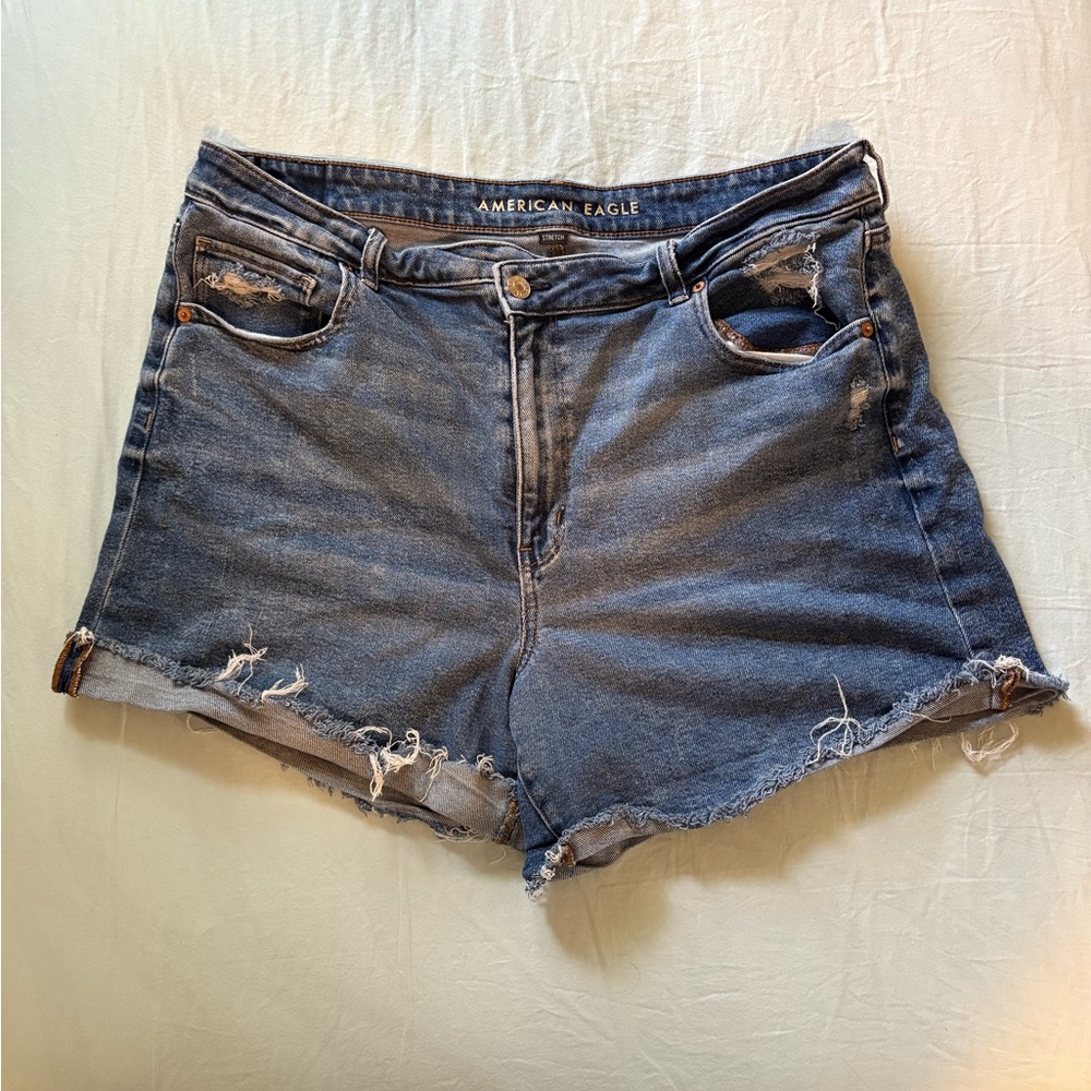 Distressed High-Rise Jean Shorts